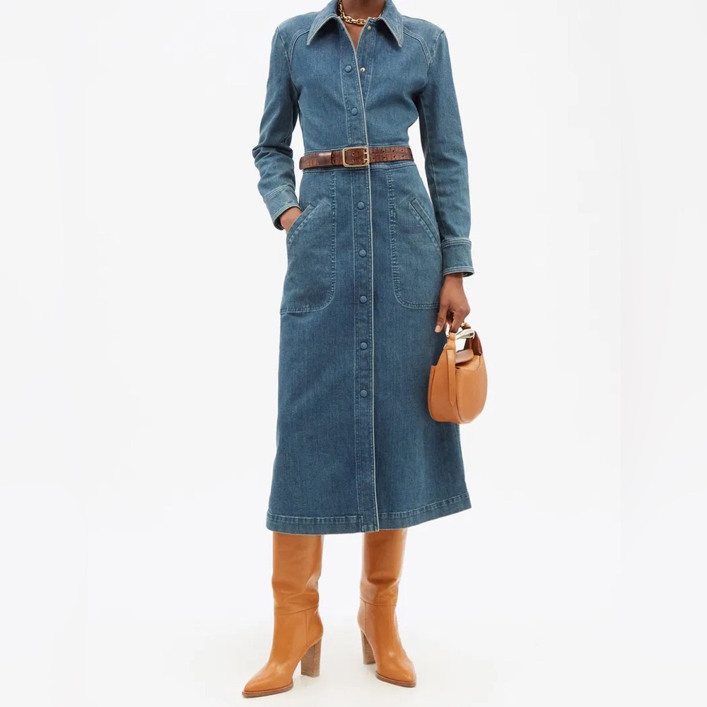 Vintage Blue Denim maxi Dress